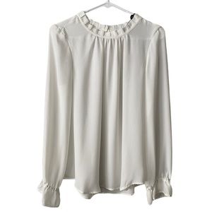 Adrianna Papell Ivory Dot Pleat Neck Blouse NWT